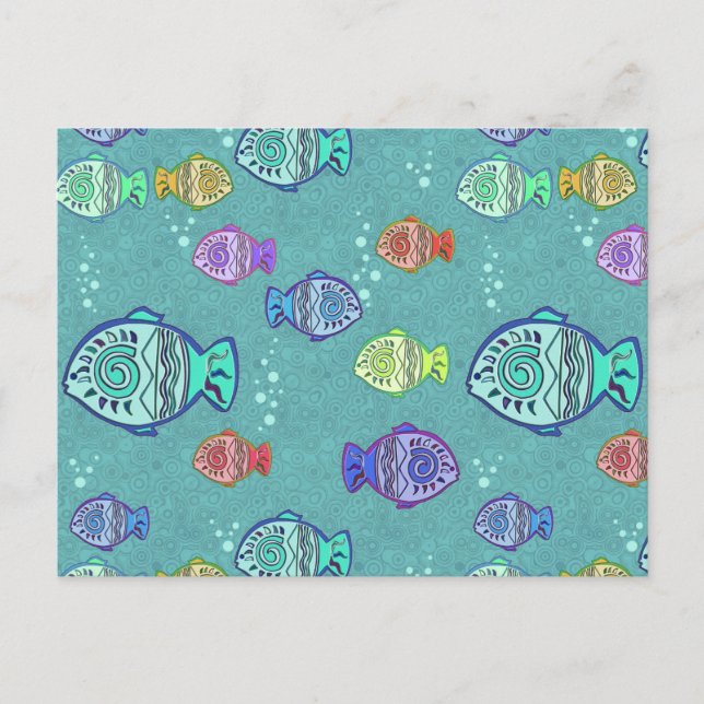 Carte Postale Clip Art Fish Motif + vos idées (Devant)