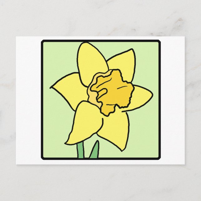 Carte Postale Clip de dessin Daffodique Jardin de printemps Fleu (Devant)