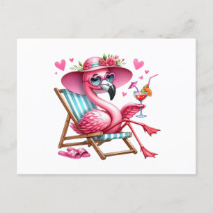 Carte Postale Clipart de Flamant rose mignonne