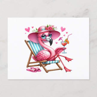 Carte Postale Clipart de Flamant rose mignonne