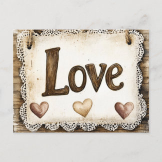 Carte Postale Clipart de la Saint-Valentin romantique et cosy