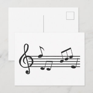 Carte Postale Clipart de notes de musique, gribouillis de clé de