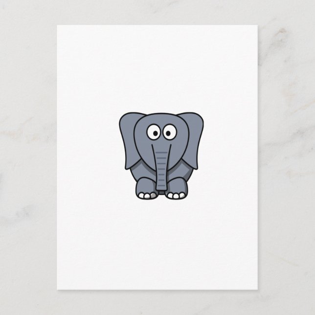 Carte Postale Clipart Eléphant Cartoon Cute (Devant)