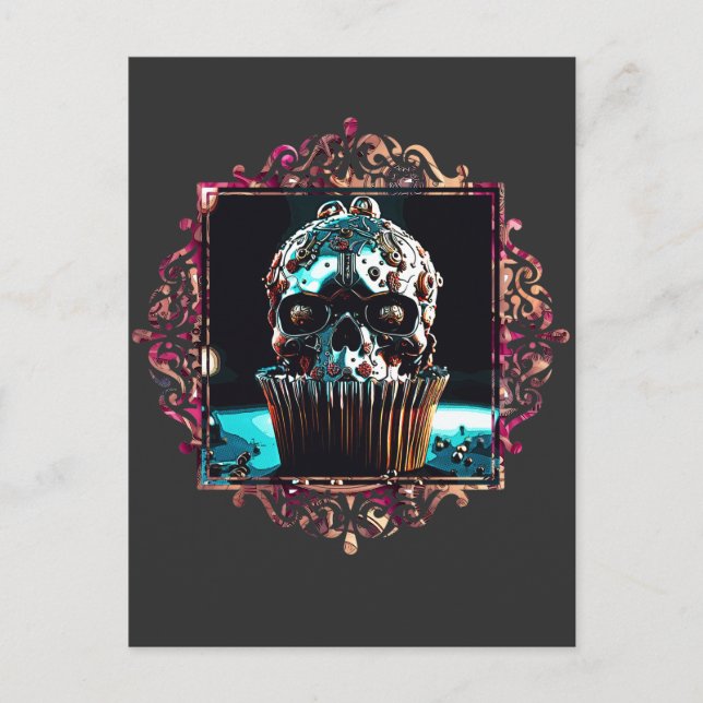 Carte Postale Clocage Crâne Cupcake (Devant)