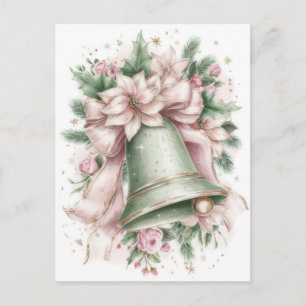 Carte Postale Cloche de Noël pastel festive et élégante