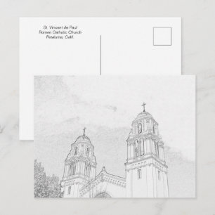 Carte postale - Clochers d'église à colorier