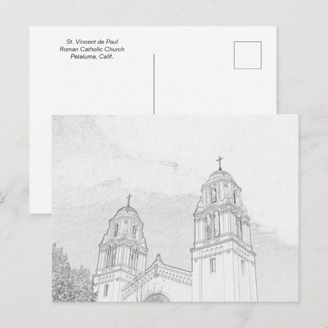 Carte postale - Clochers d'église à colorier (Devant / Derrière)
