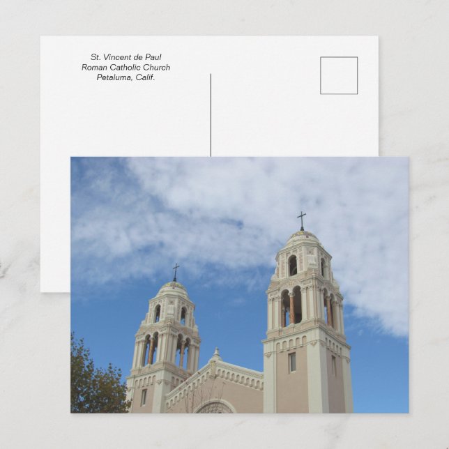 Carte postale - Clochers d'église à Petaluma (Devant / Derrière)