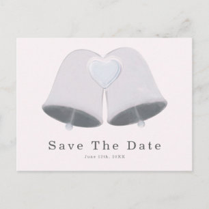 Carte Postale Cloches de mariage et engagement du cœur à la date