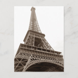 Carte Postale Closeup Sepia Eiffel Tower Love Paris Europe