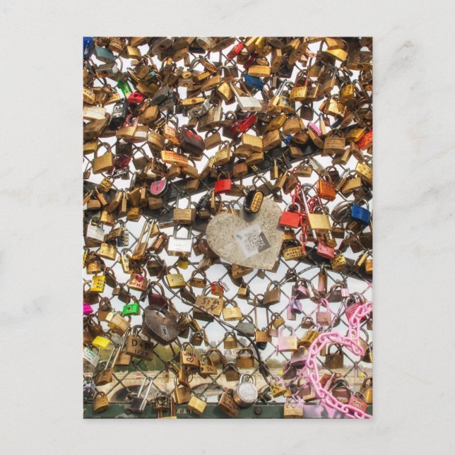 Carte Postale Clôture avec cadenas de la photographie d'amour (Devant)