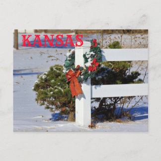 Carte Postale Clôture blanche du Kansas avec une corneille et la