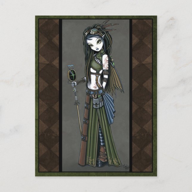 Carte postale "Cloud Burst" Steampunk Aviatrix Fai (Devant)