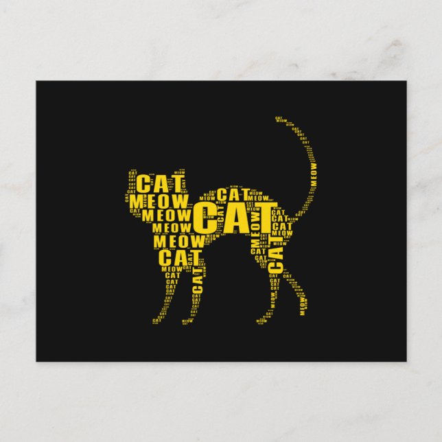 Carte Postale Cloud de mots de chat mignon (Devant)