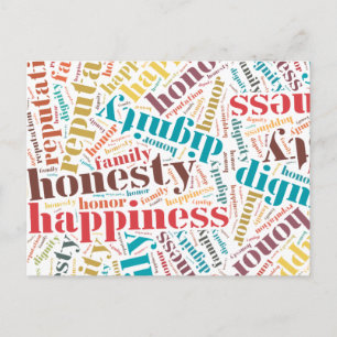 Carte Postale Cloud de mots positifs