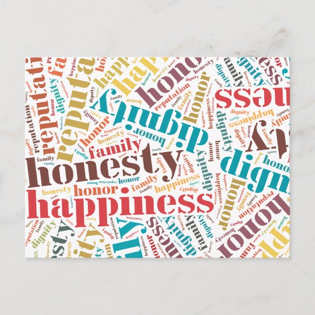 Carte Postale Cloud de mots positifs (Devant)