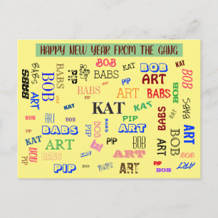 Carte Postale Cloud Word personnalisé Nom de famille personnalis