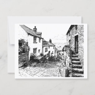 Carte Postale Clovelly Village Sketch, Devon Angleterre