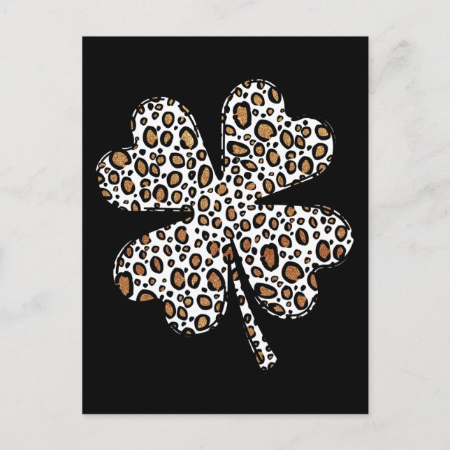 Carte Postale Clover Shamrock Leopard Spots St. Patrick's Day (Devant)
