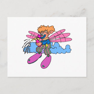 Carte Postale clown à aile féerique