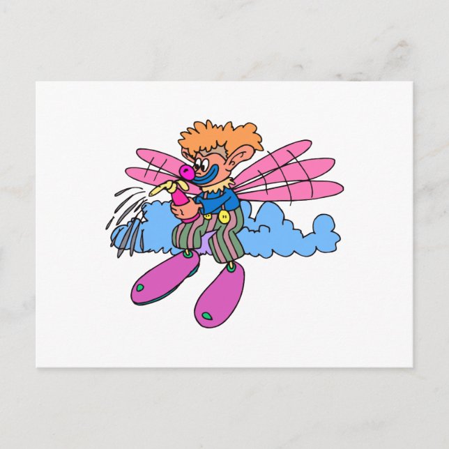 Carte Postale clown à aile féerique (Devant)