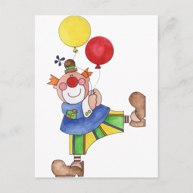 Carte Postale Clown avec ballons (Devant)