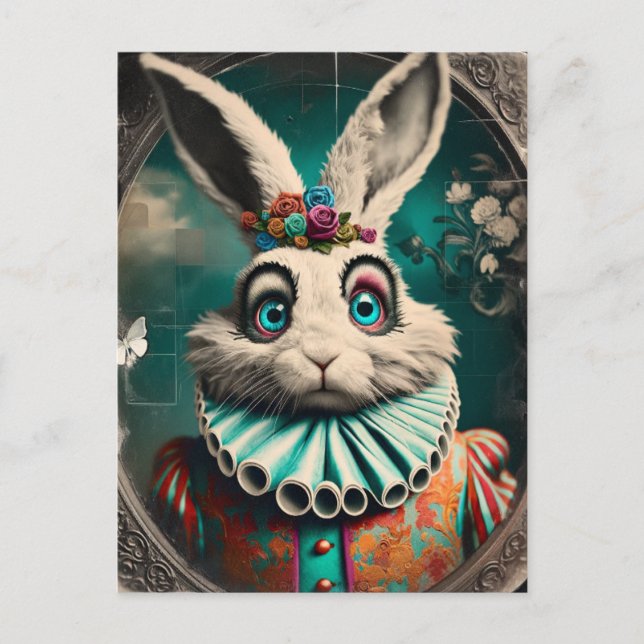 Carte Postale Clown blanc lapin Vintage (Devant)