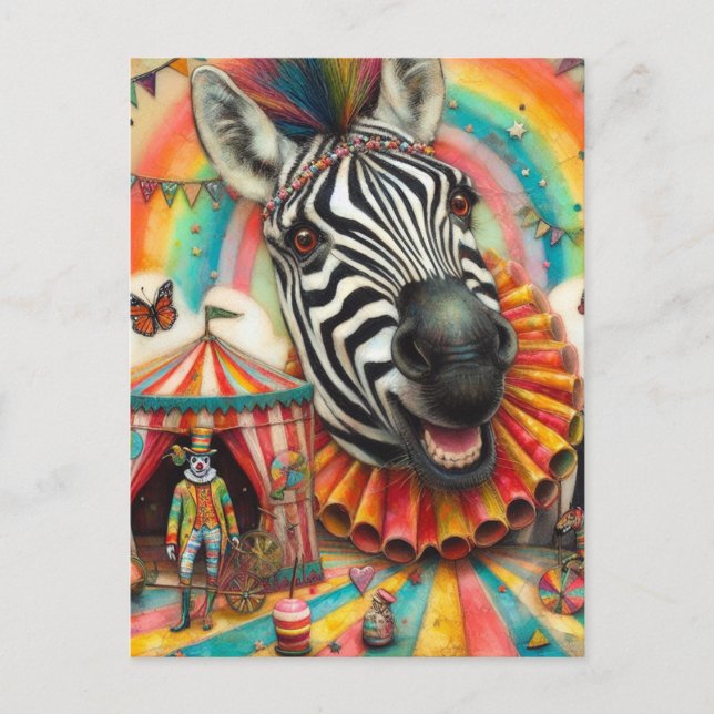 Carte Postale Clown Circus Zebra (Devant)