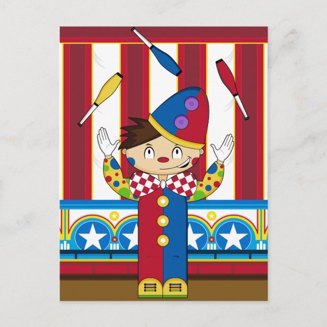 Carte Postale Clown de cirque Jonglage de dessin (Devant)