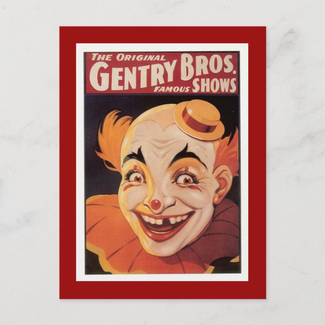Carte Postale Clown de cirque vintage (Devant)