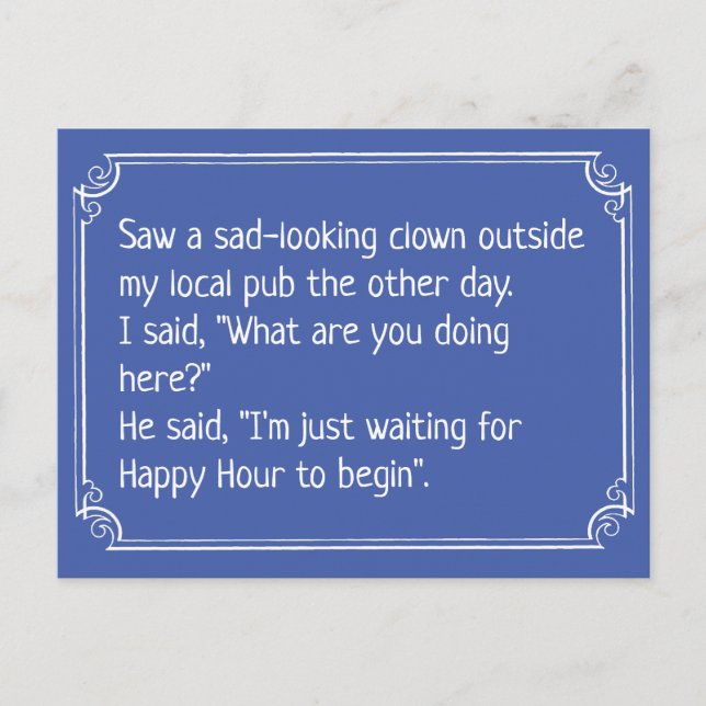 Carte Postale Clown drôle à la blague du pub (Devant)