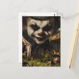 Carte Postale Clown effrayant au cirque abandonné