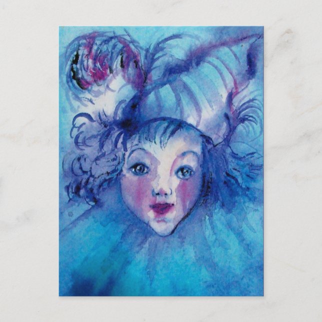 CARTE POSTALE CLOWN EN BLEU (Devant)