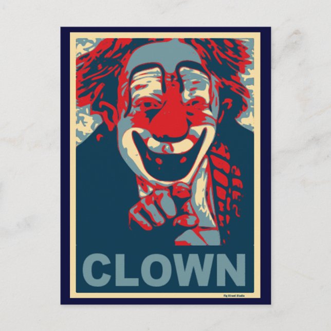 Carte Postale Clown en rouge et bleu (Devant)