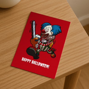 Carte Postale Clown tueur Joyeux Halloween Horreur Dessin animé