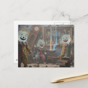 Carte Postale clowns cubes de glace cirque surréaliste