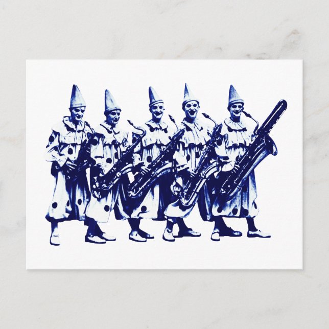 Carte Postale Clowns de jazz 1920, bleu (Devant)
