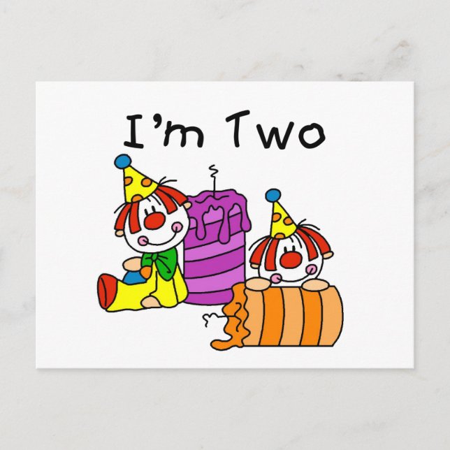 Carte Postale Clowns et bougies T-shirts et cadeaux pour le 2e a (Devant)