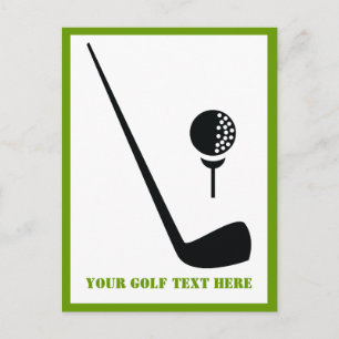 Carte Postale Club de golf et balle noir coutume verticale