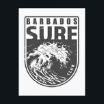 Carte Postale Club de Surfs de la Barbade Emblem<br><div class="desc">Surf Club de la Barbade avec illustration de vague océanique dans un style badge.</div>