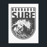 Carte Postale Club de Surfs de la Barbade Emblem<br><div class="desc">Surf Club de la Barbade avec illustration de vague océanique dans un style badge.</div>