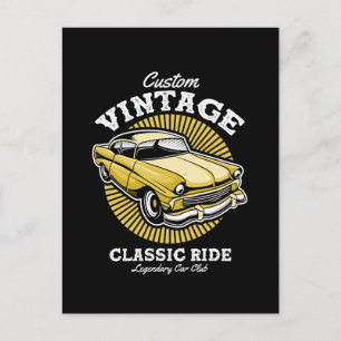 Carte Postale Club de voiture personnalisée vintage classique