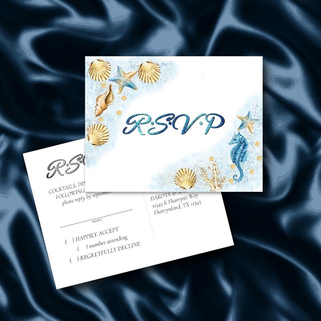 Carte Postale Coastal Chic | Moderne Corail Reef RSVP (Créateur téléchargé)