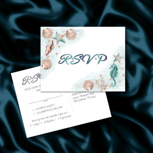 Carte Postale Coastal Chic RSVP Turquoise et Coral Reef Entree