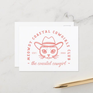 Carte Postale Coastal cowgirl mignonette chat rose preppy esthét