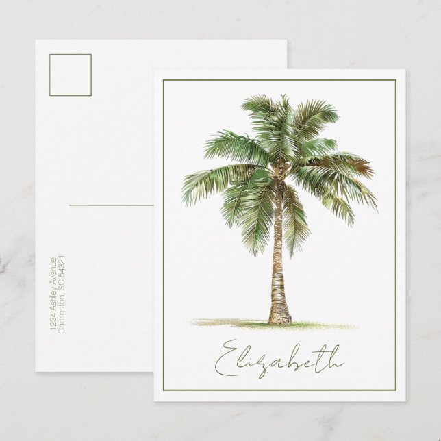 Carte Postale Coastal Palm Tree Personalized (Devant / Derrière)