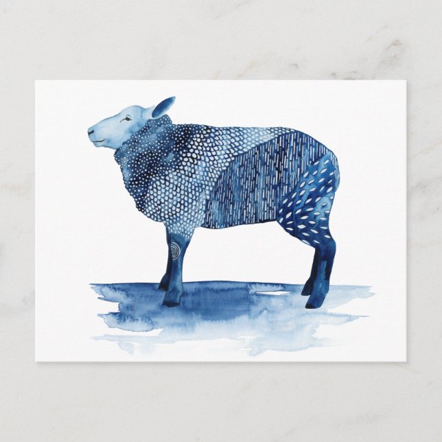 Carte Postale Cobalt Blue Farm Animals - Sheep (Devant)
