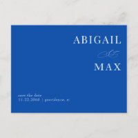 Cobalt Blue Simple Mariage Enregistrer la Date