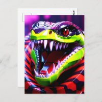 Cobra serpent aux lèvres vertes et sourcils roses