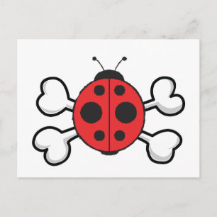Carte Postale Coccinelle Crâne et Os